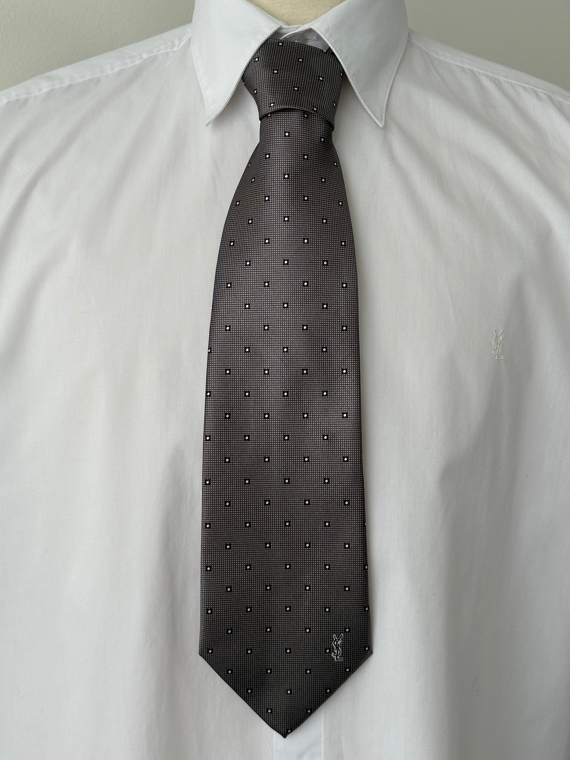 Yves Saint Laurent 1990s Pure Silk Logo Tie