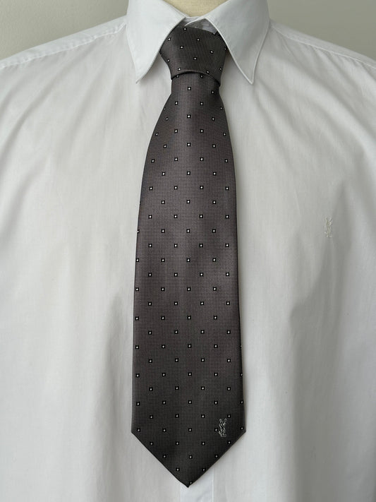 Yves Saint Laurent 1990s Pure Silk Logo Tie