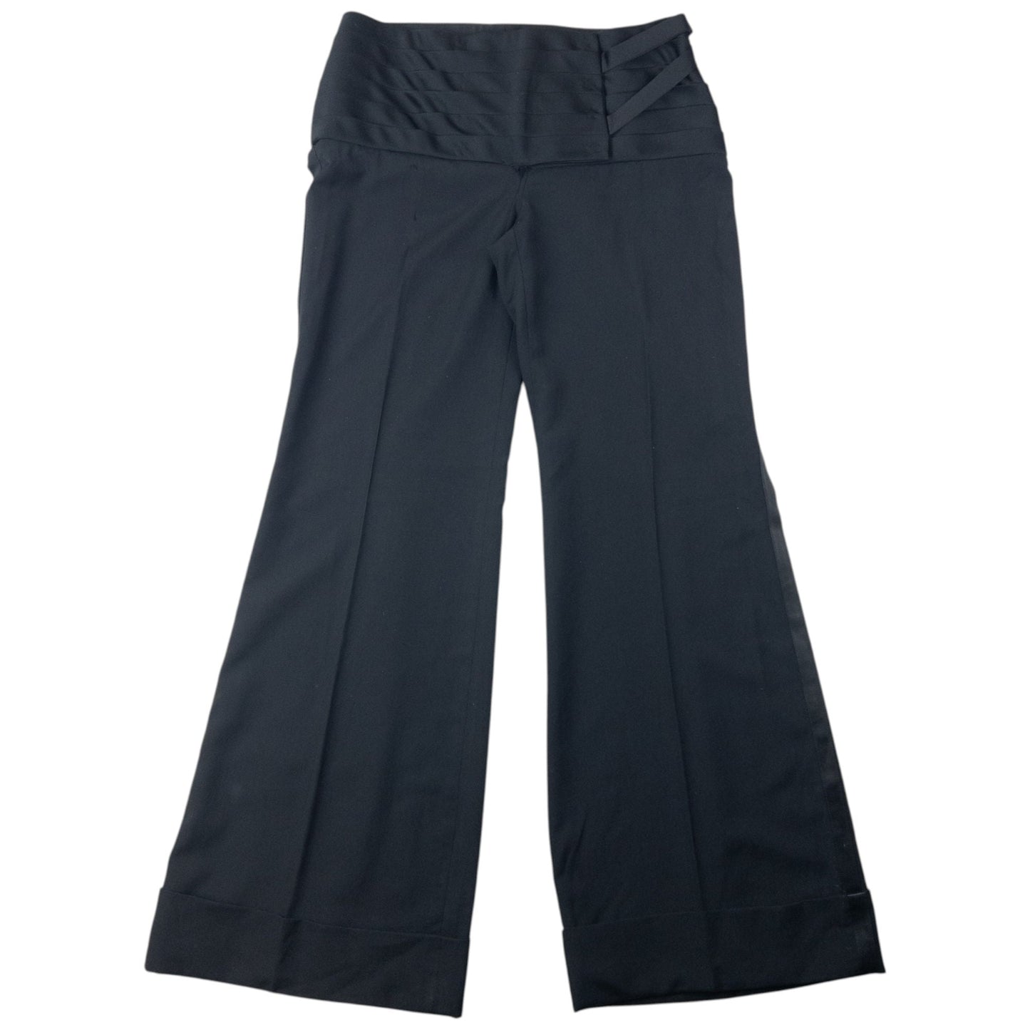 Vintage 2000s Dolce & Gabbana Cummerbund Waist Wide Leg Trousers Size W30 | W30, Black