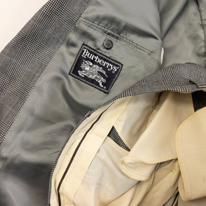 Vintage 90s Burberry Checkered Wool Jacket & Trousers Suit Set Size M | Medium, Grey
