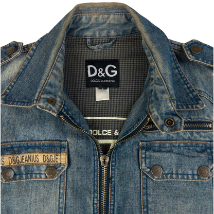 Vintage Dolce & Gabbana Denim Multi Pocket Racer Jacket Size M