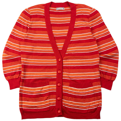 Vintage 80s YSL Yves Saint Laurent Striped Cardigan Womens Size M | Medium, Orange