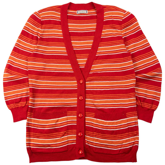 Vintage 80s YSL Yves Saint Laurent Striped Cardigan Womens Size M | Medium, Orange