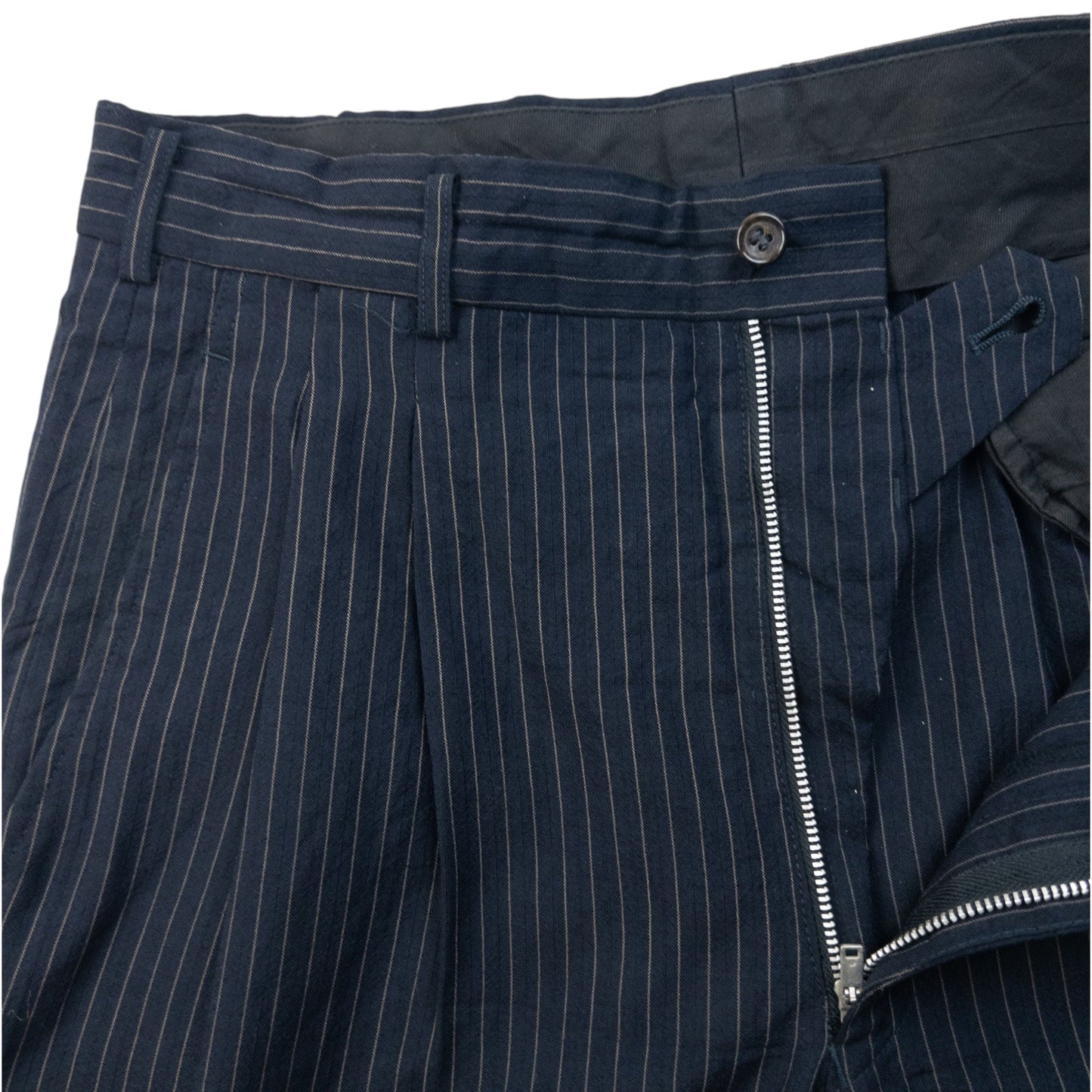 Vintage 90s Comme Des Garçons HOMME Pinstripe Pleated Trousers Size W30 | W30, Navy