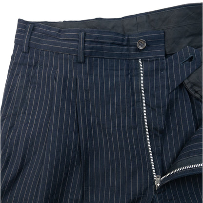 Vintage 90s Comme Des Garçons HOMME Pinstripe Pleated Trousers Size W30 | W30, Navy