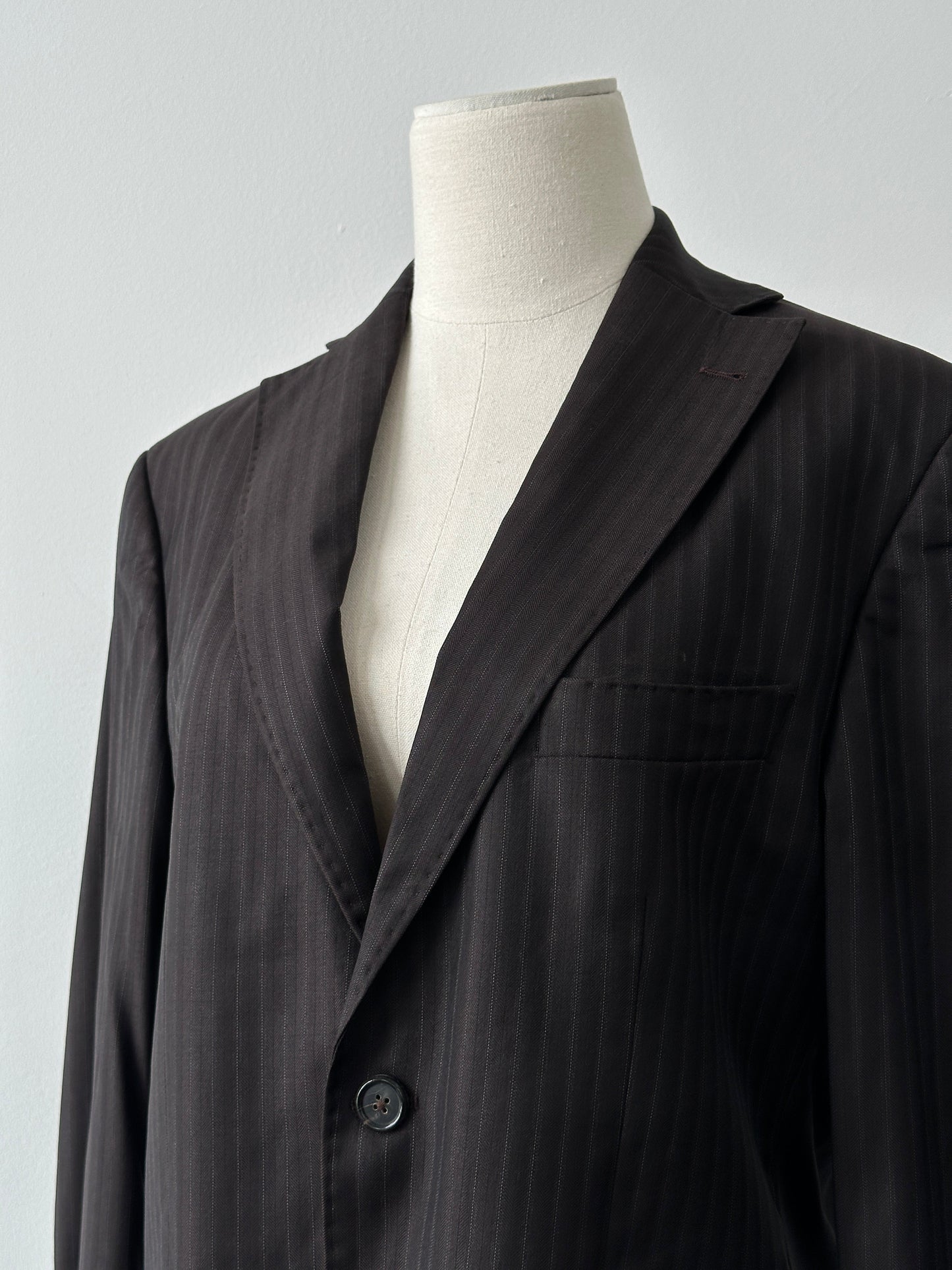 Loro Piana 1990s Striped Wool Single Breasted Blazer - 38R