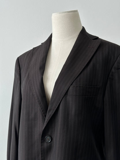 Loro Piana 1990s Striped Wool Single Breasted Blazer - 38R