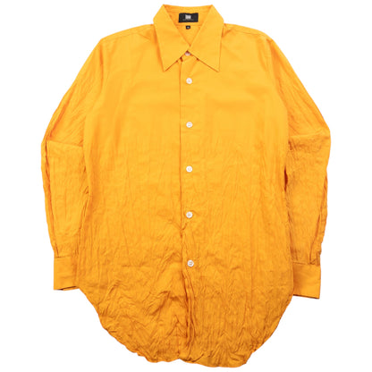 Vintage 2000s Issey Miyake Long Sleeve Button Up Crinkle Shirt Size S | Small, Orange