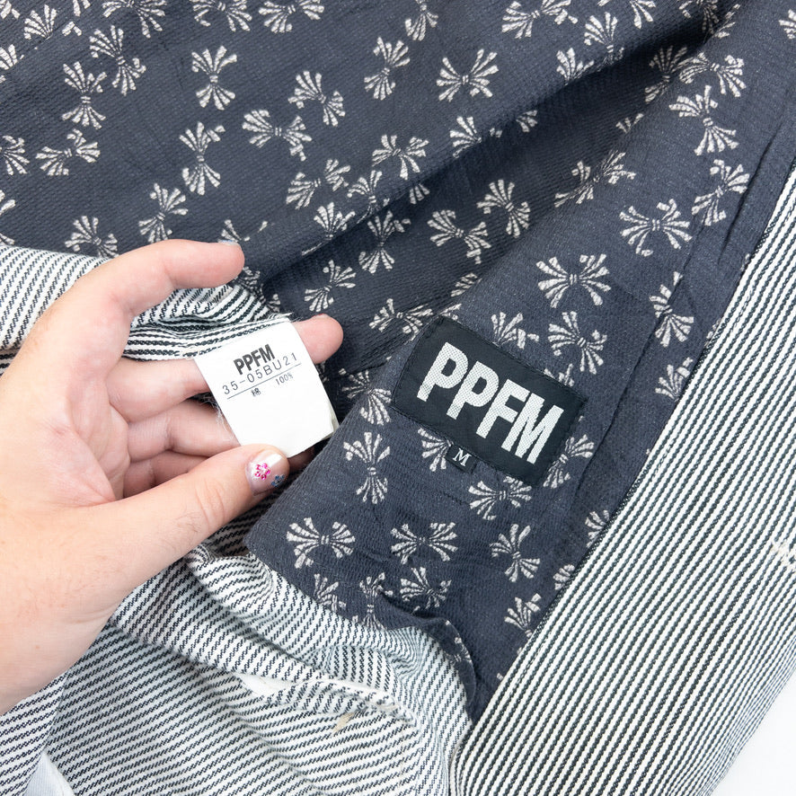 Vintage 2000s PPFM Striped Button Up Jacket Size M | Medium, Grey