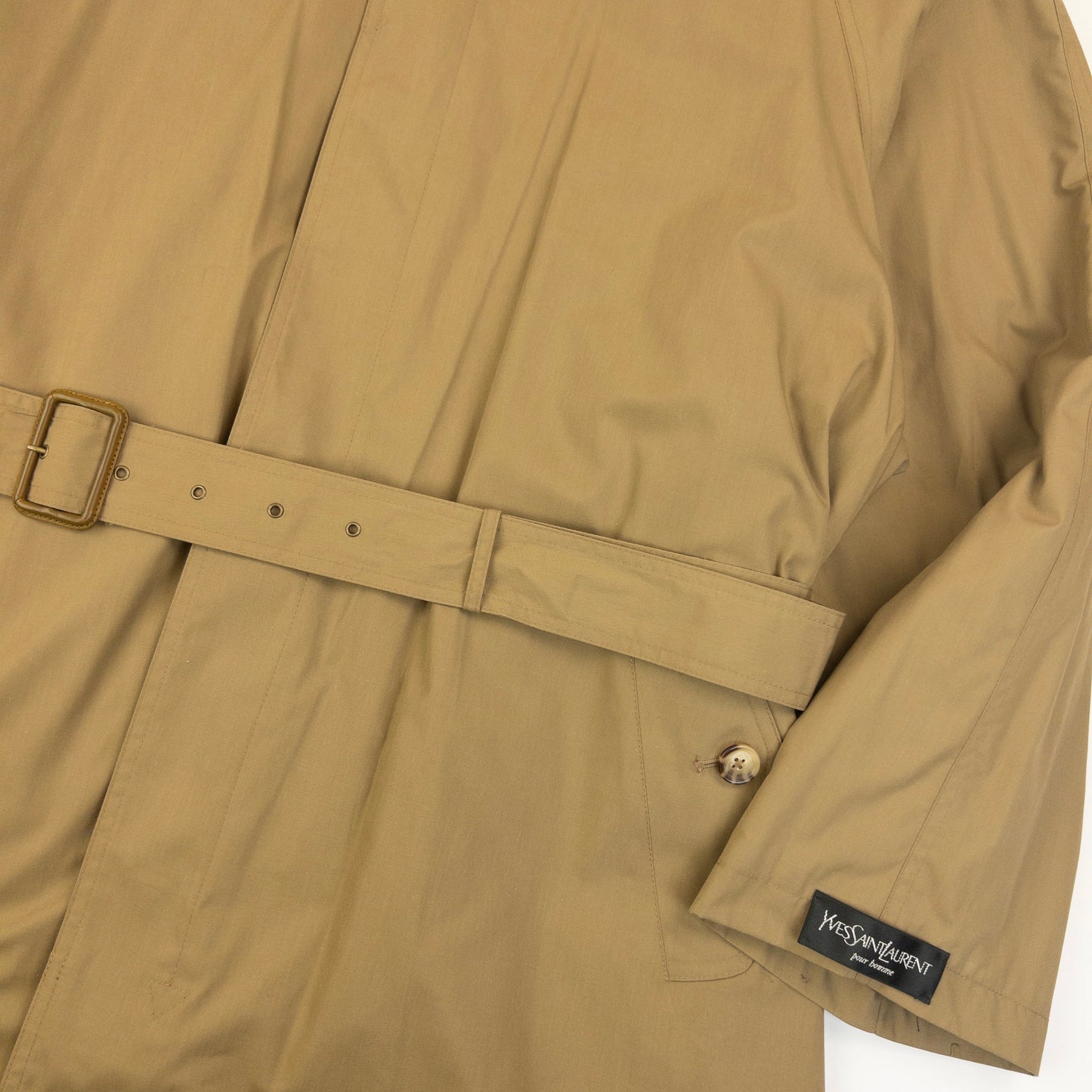 Vintage YSL Yves Saint Laurent Belt Waist Trench Jacket Size | Medium, Beige