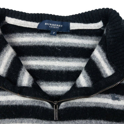 Vintage 2000s Burberry Q Zip Striped Wool Jumper Womens Size XS | XS, Multicoloured