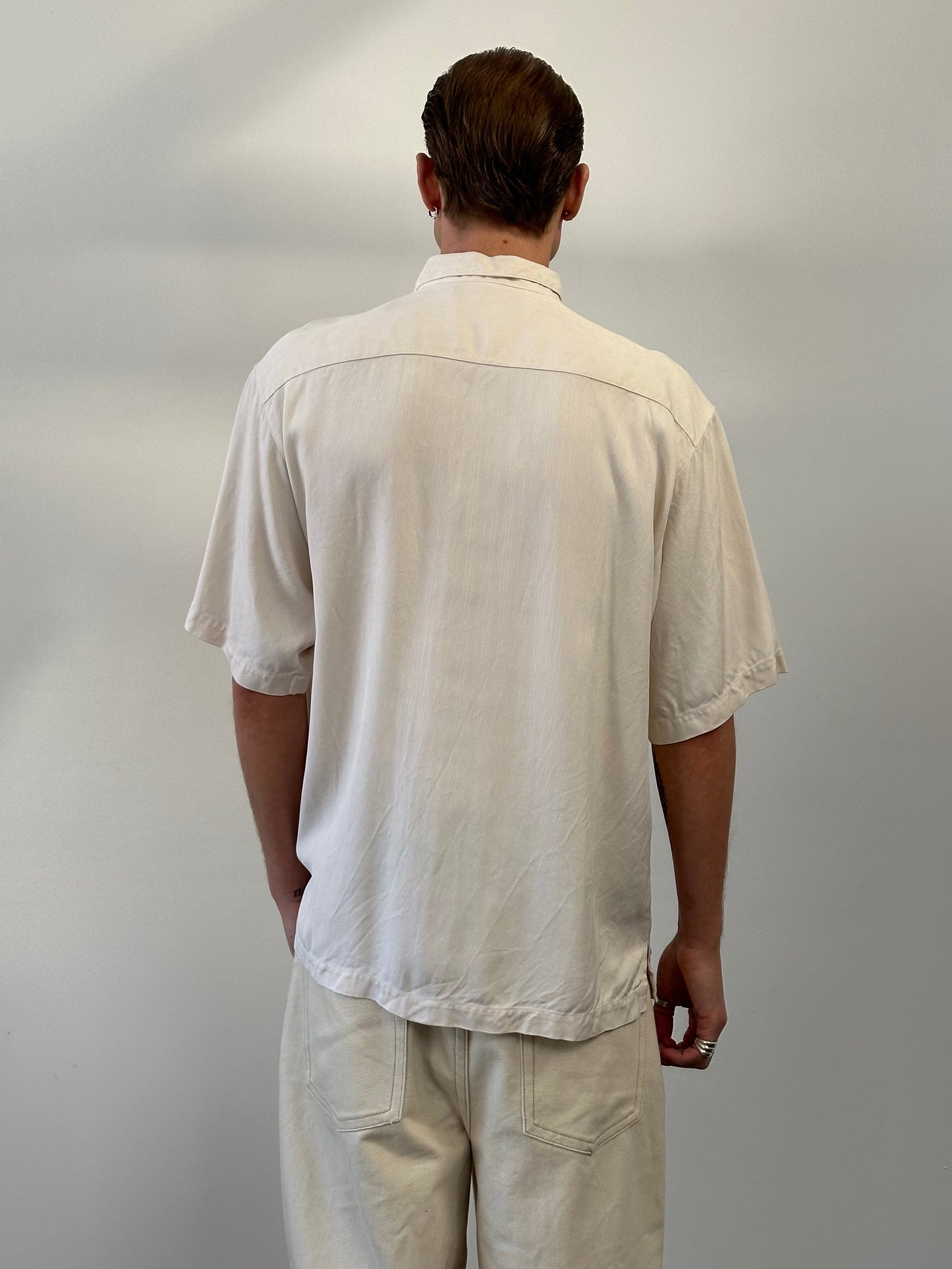 Vintage 1990s Pure Silk Short Sleeve Shirt - L