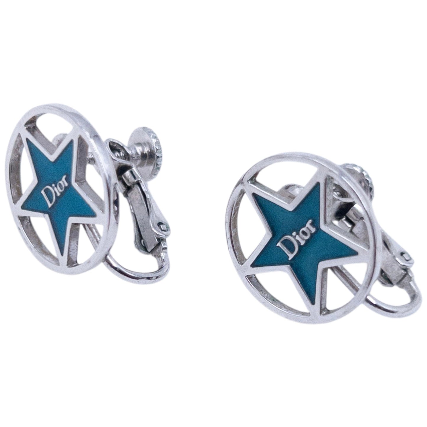 Vintage 2000s Dior By John Galliano Star Cut-Out Clip-On Earrings | O/S, Blue