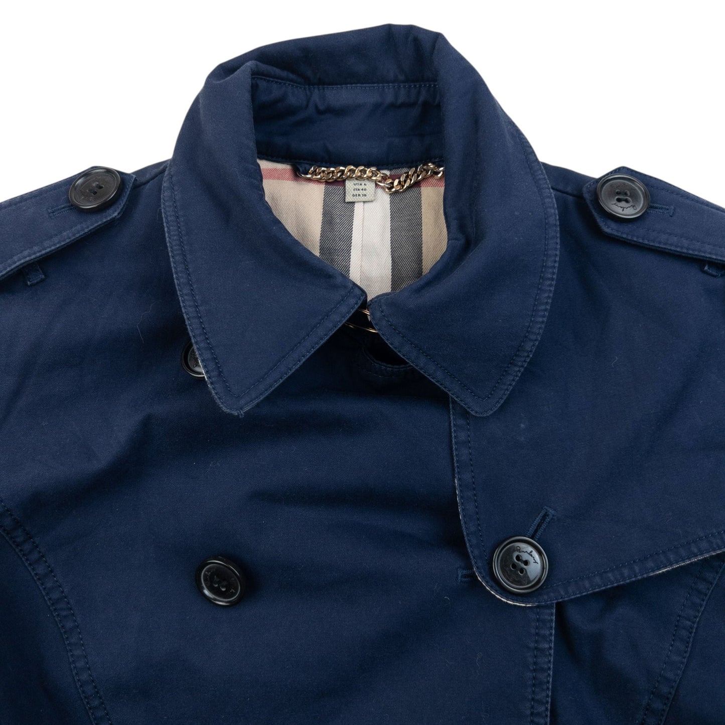 Vintage Burberry Nova Check Lined Belt Waist Jacket Womens Size M | Medium, Navy