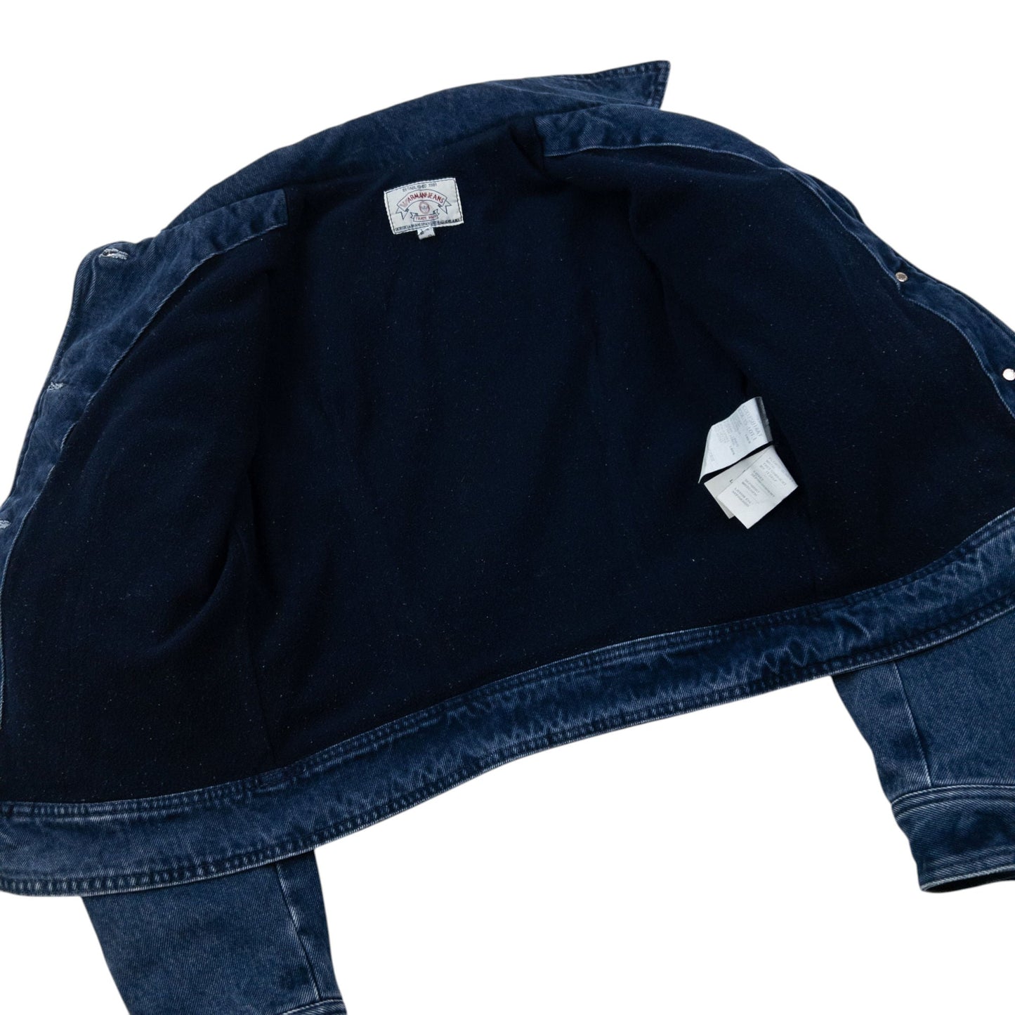 Vintage 90s Armani Jeans Fleece Lined Denim Jacket Womens Size M