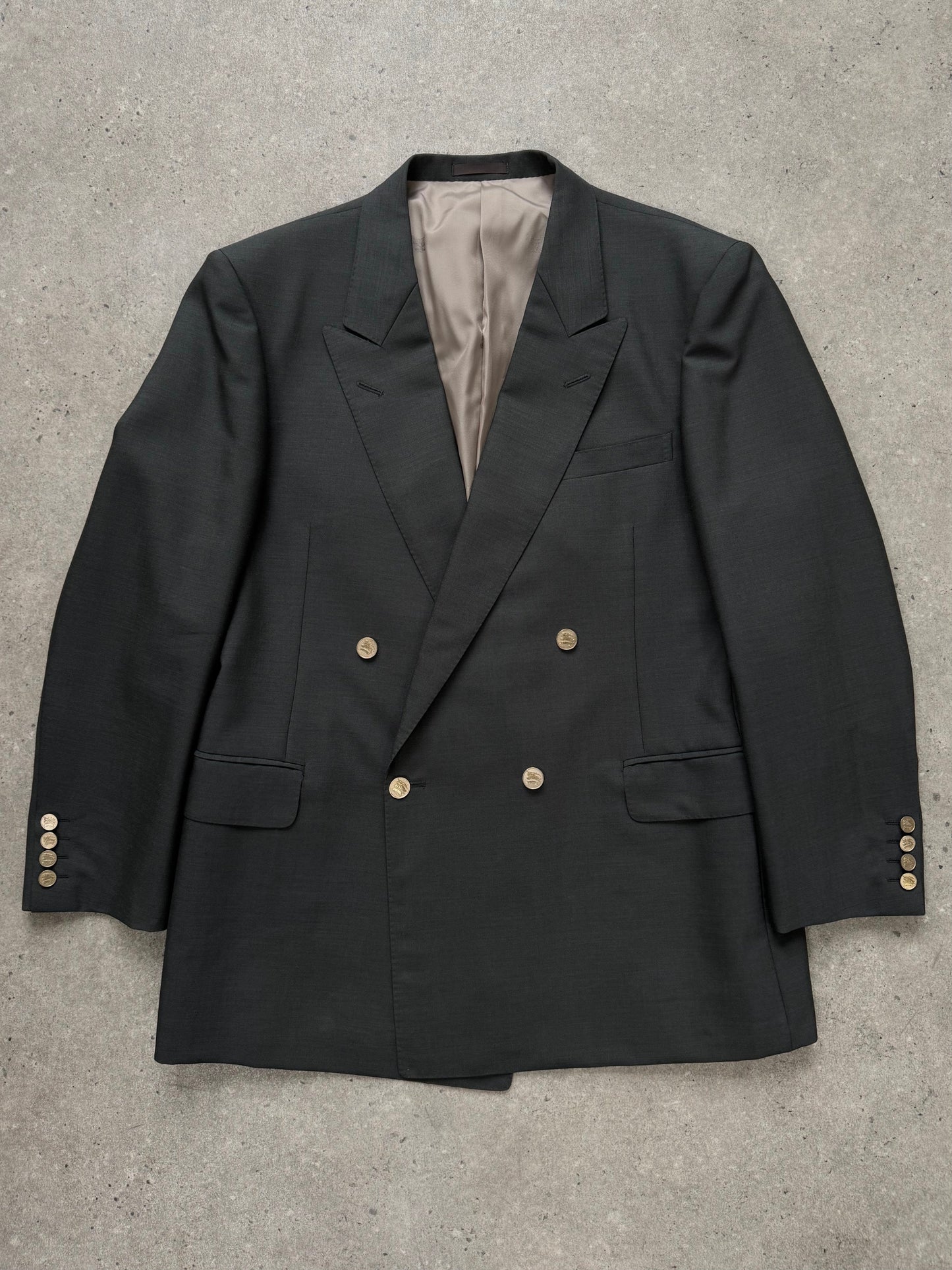 Burberry 1990s Wool Mohair Double Breasted Blazer - XL