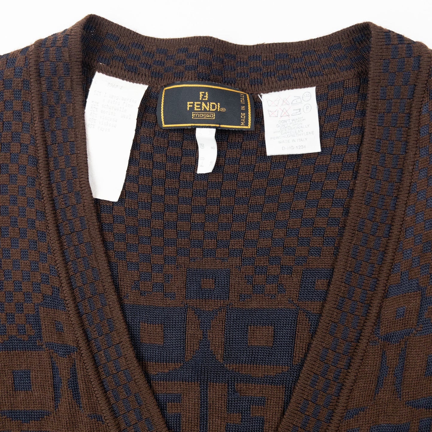 Vintage 90s Fendi Pattern Cardigan Womens Size M | Medium, Brown