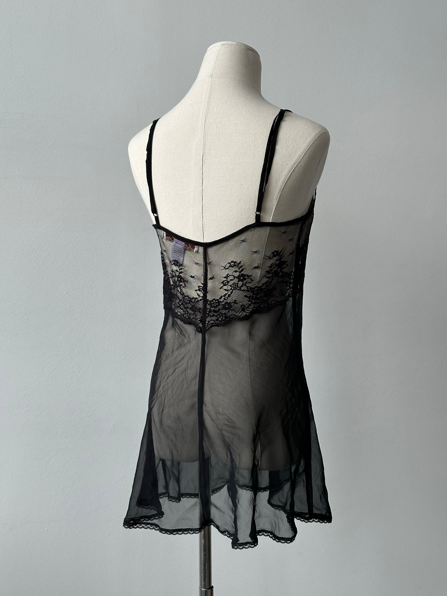Vintage 1990s Sheer Lace Split Top - S/M