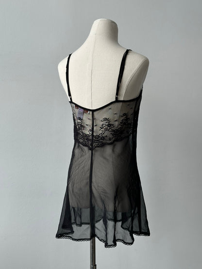 Vintage 1990s Sheer Lace Split Top - S/M