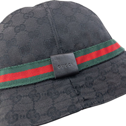 Vintage 2000s Gucci Monogram Bucket Hat Size L | O/S, Black