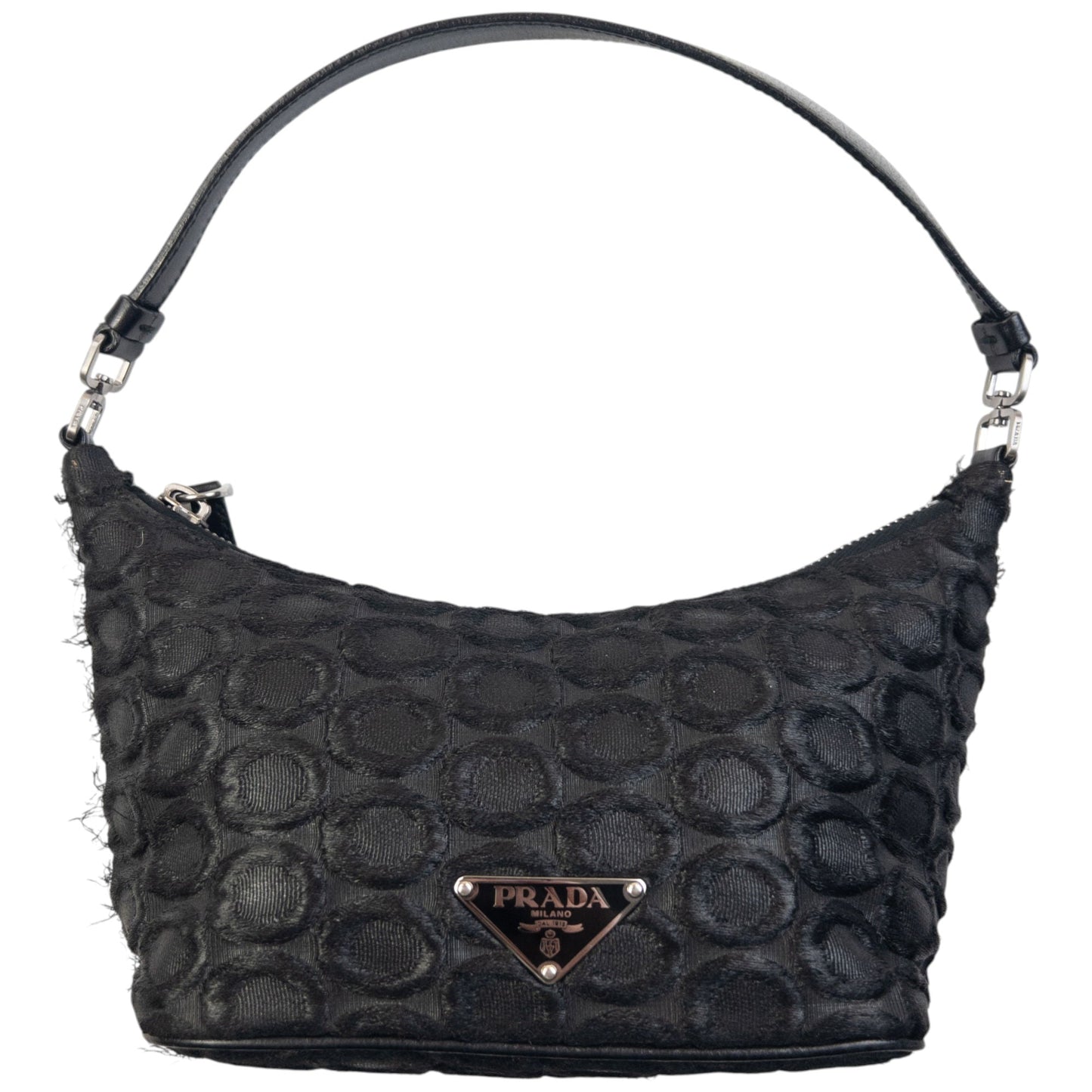 Vintage 2000s Prada Polka Dot Baguette Shoulder Bag | O/S, Black
