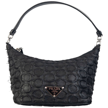 Vintage 2000s Prada Polka Dot Baguette Shoulder Bag | O/S, Black
