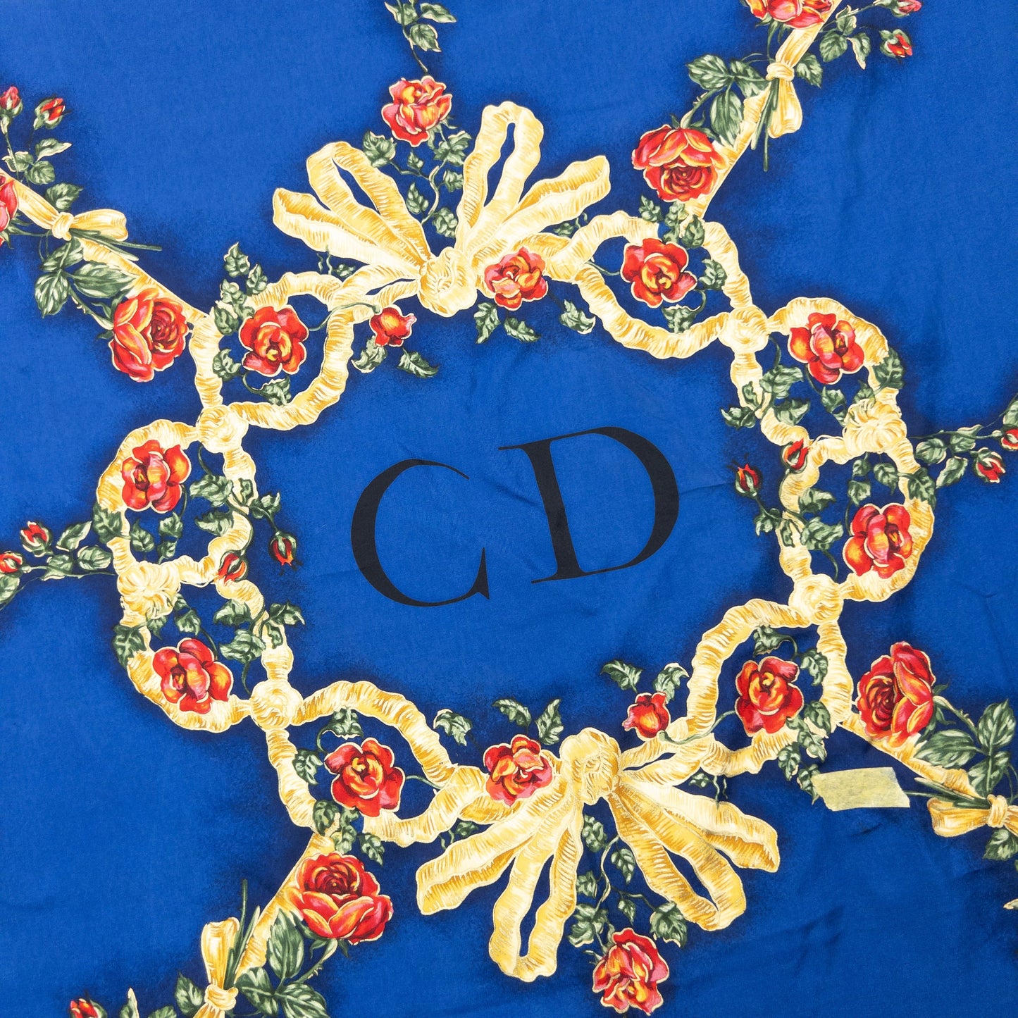 Vintage 2000s Dior Floral Rose Print Silk Scarf | O/S, Blue