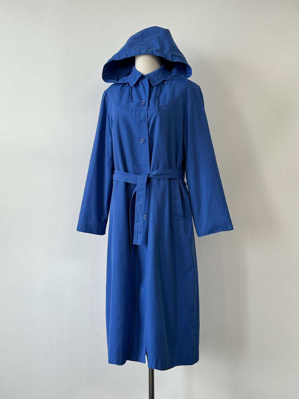London Fogg 1980s Cotton Hooded Belted Trench - M