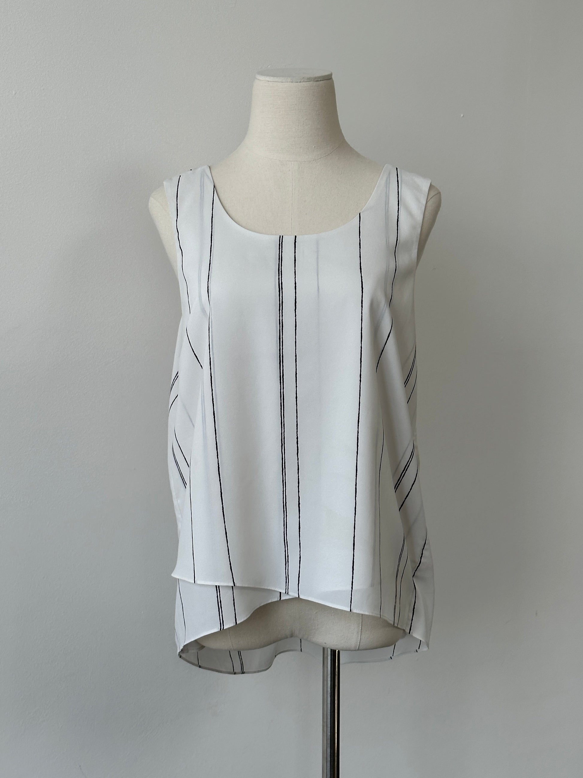 Calvin Klein Striped Layered Sleeveless Top - L
