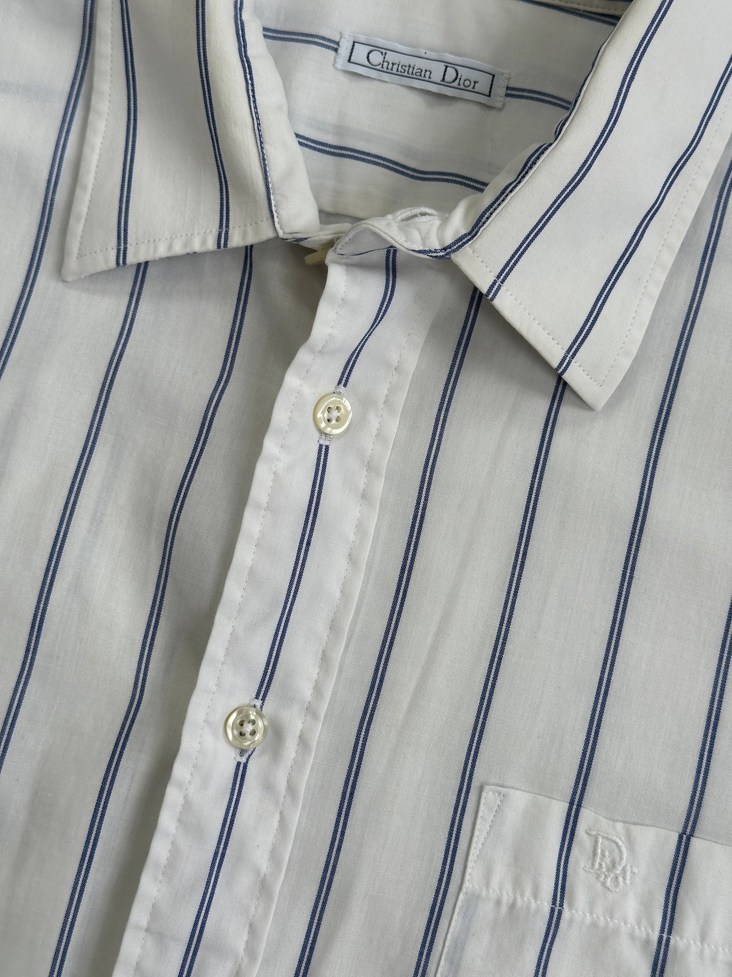 Christian Dior 1990s Cotton Short Sleeve Striped Shirt - L