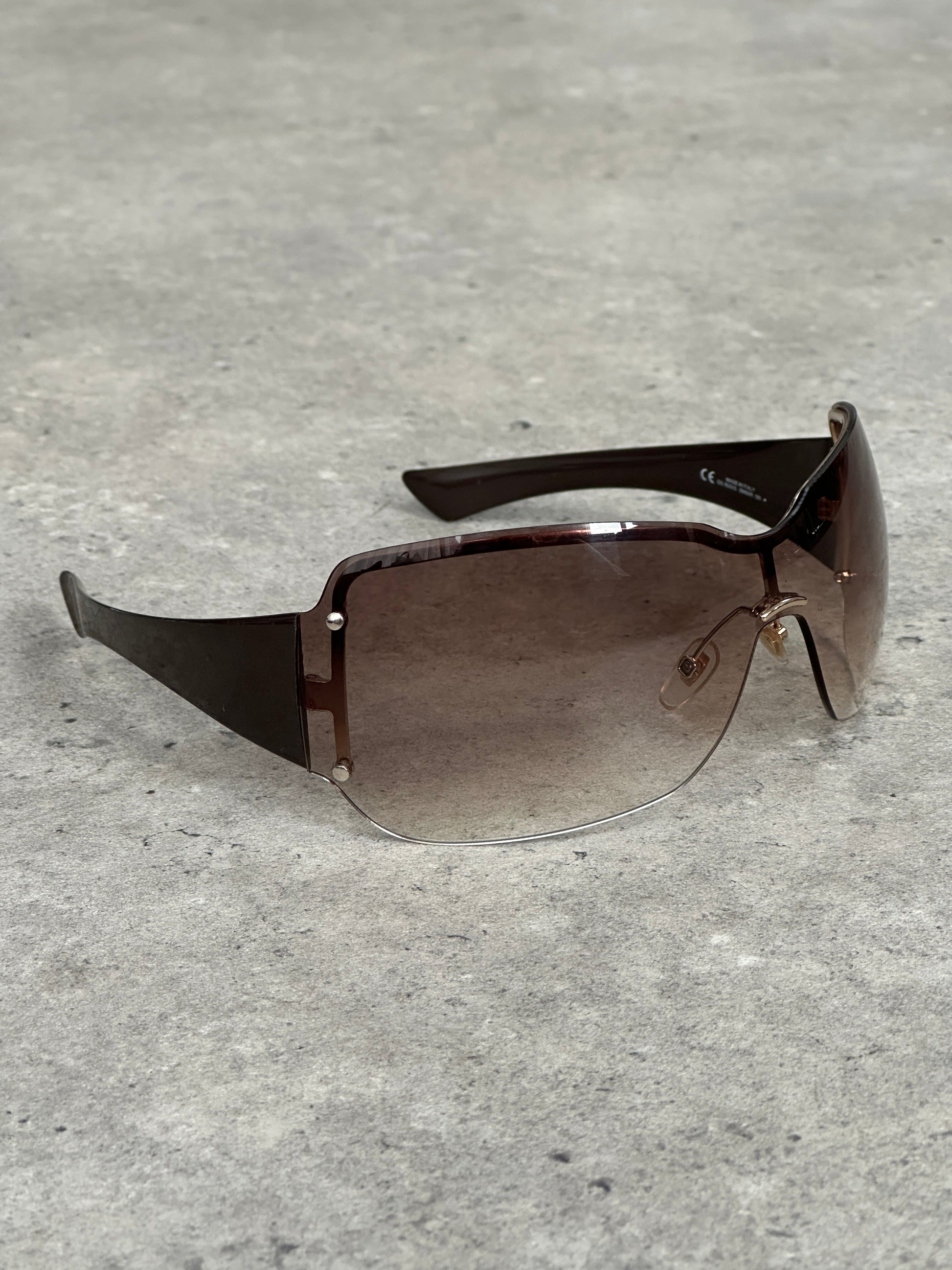 Gucci 2000s Tom Ford Era Oversized Shield Monogram Sunglasses