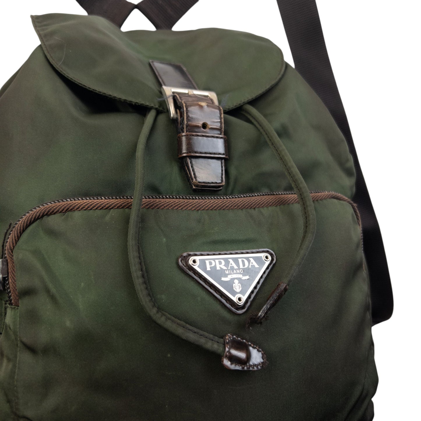 Vintage 2000s Prada Bucket Backpack | O/S, Green