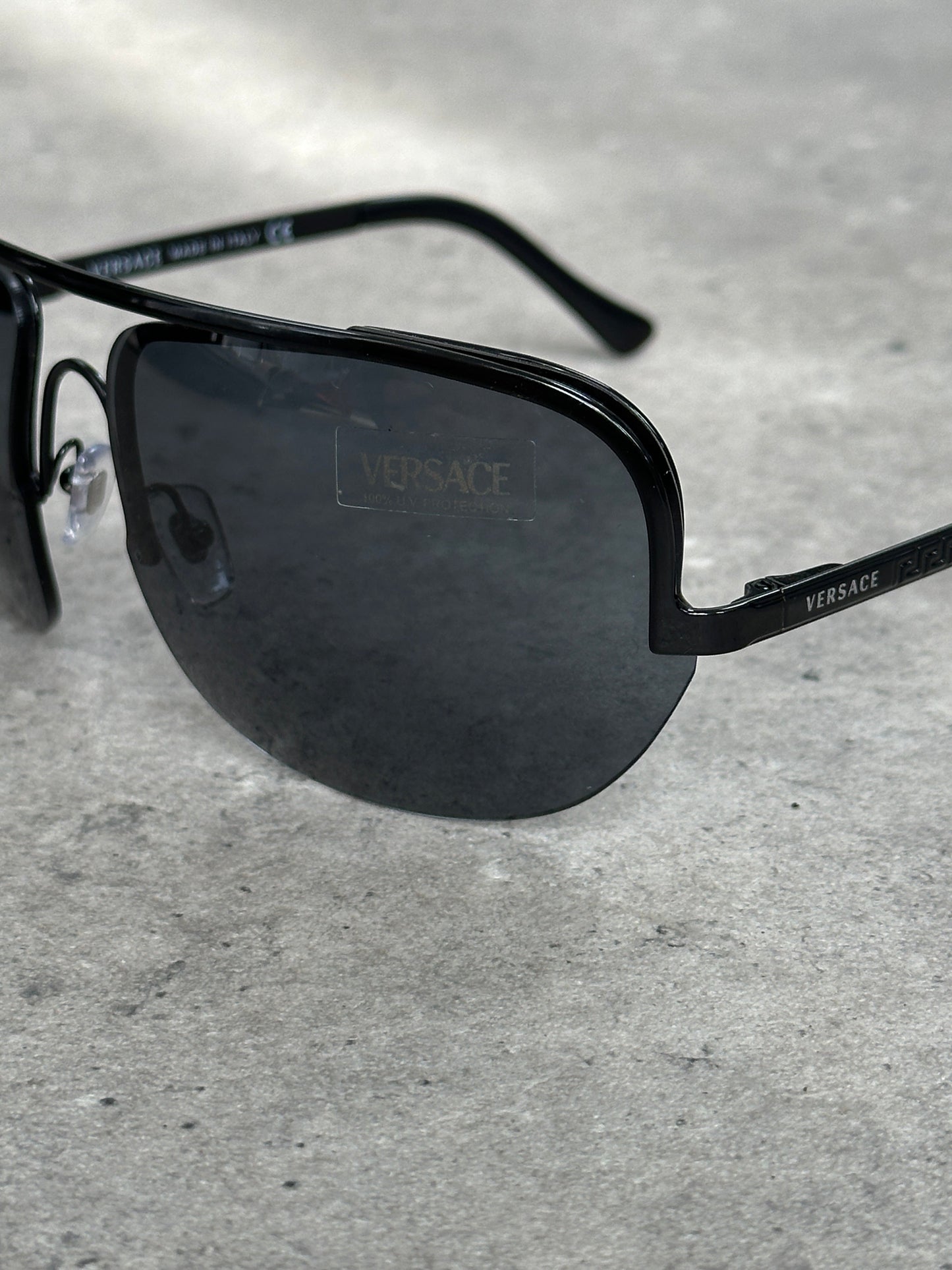 Versace 2000s Shield Aviator Logo Sunglasses