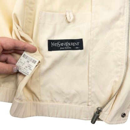 Vintage 90s YSL Yves Saint Laurent Harrington Jacket Size L | Large, Cream