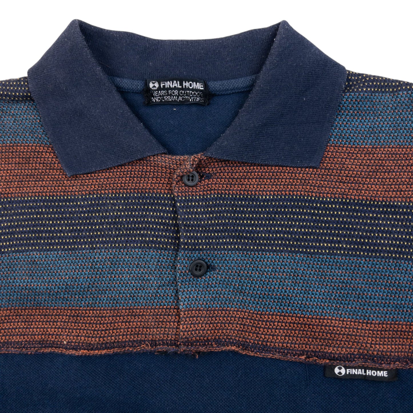 Vintage 2000s Final Home By Issey Miyake Striped Polo Shirt Size XS | XS, Navy