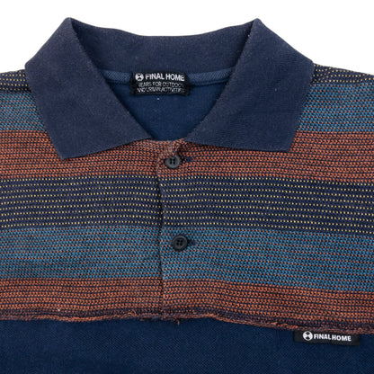 Vintage 2000s Final Home By Issey Miyake Striped Polo Shirt Size XS | XS, Navy