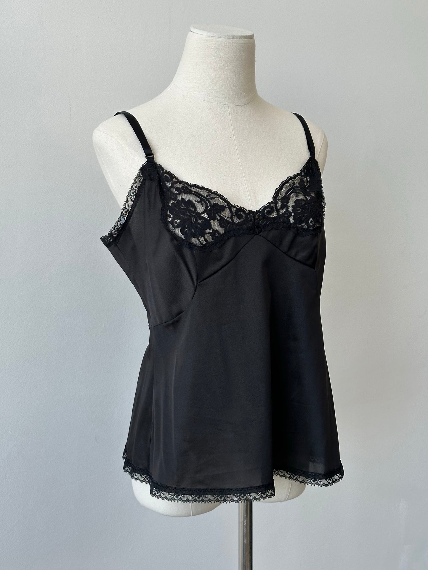 Vintage 1990s Lace Sleeveless Cami Top - M/L | M/L, Black