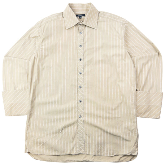 Vintage 2000s Burberry Monogram Long Sleeve Button Up Shirt Size L | Large, Beige