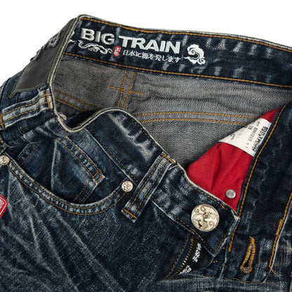 Vintage Big Train Embroidered Wave  Japanese Denim Jeans Size W29