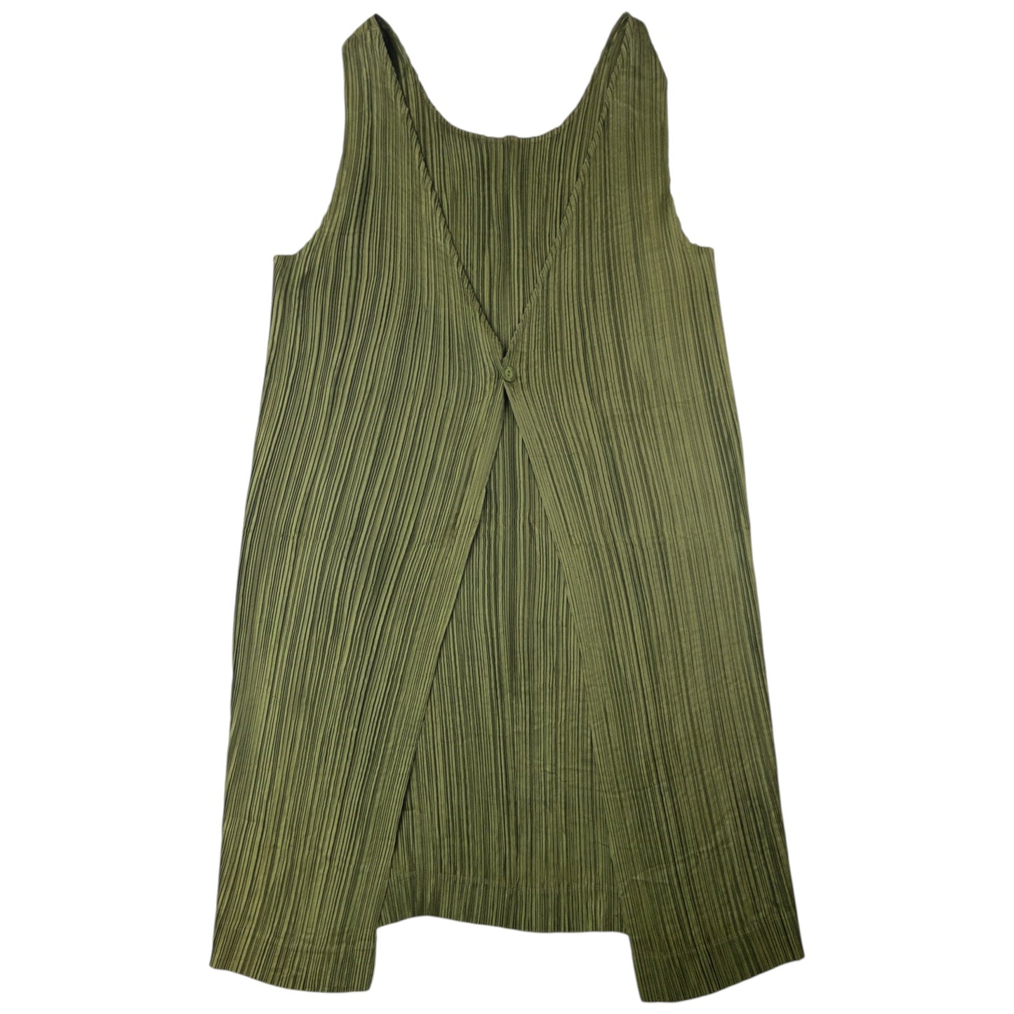 Vintage 90s Issey Miyake Pleated Longline Vest Dress Womens Size M | Medium, Green