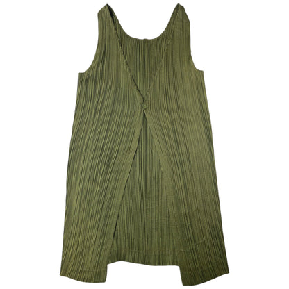 Vintage 90s Issey Miyake Pleated Longline Vest Dress Womens Size M | Medium, Green