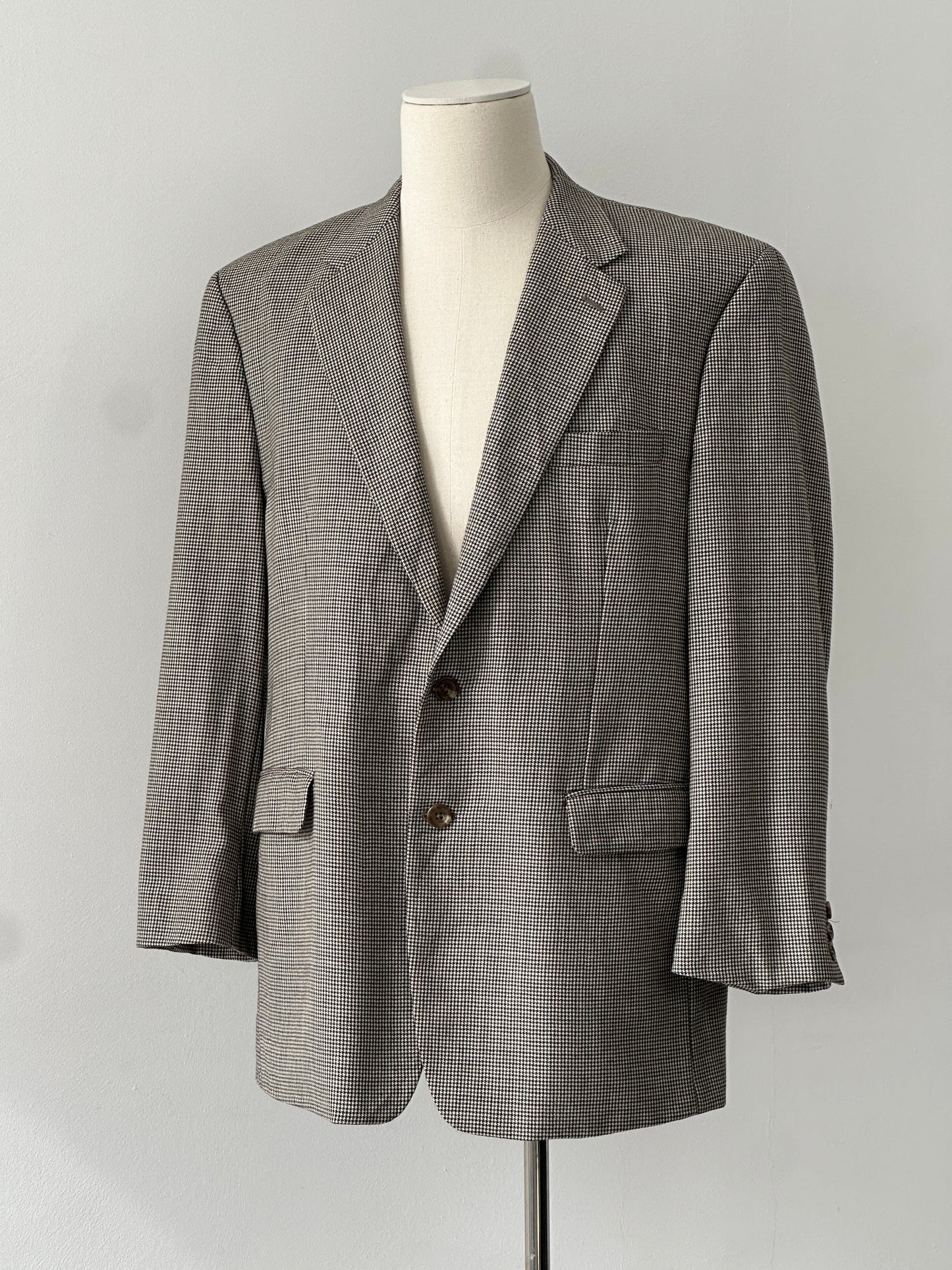Ralph Lauren 1990s Dogtooth Check Single Breasted Blazer - 44R