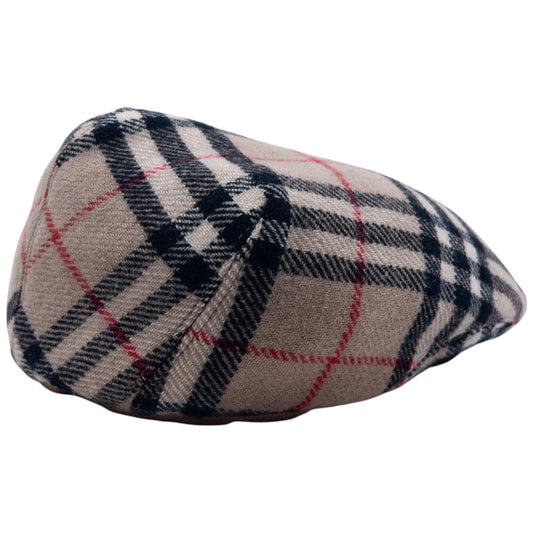 Vintage 80s Burberry Nova Check Wool Flat-Cap Hat Size M