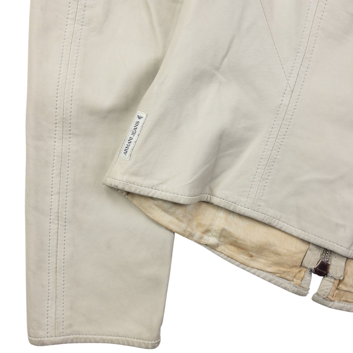 Vintage 2000s Armani Jeans Cropped Leather Jacket Womens Size M