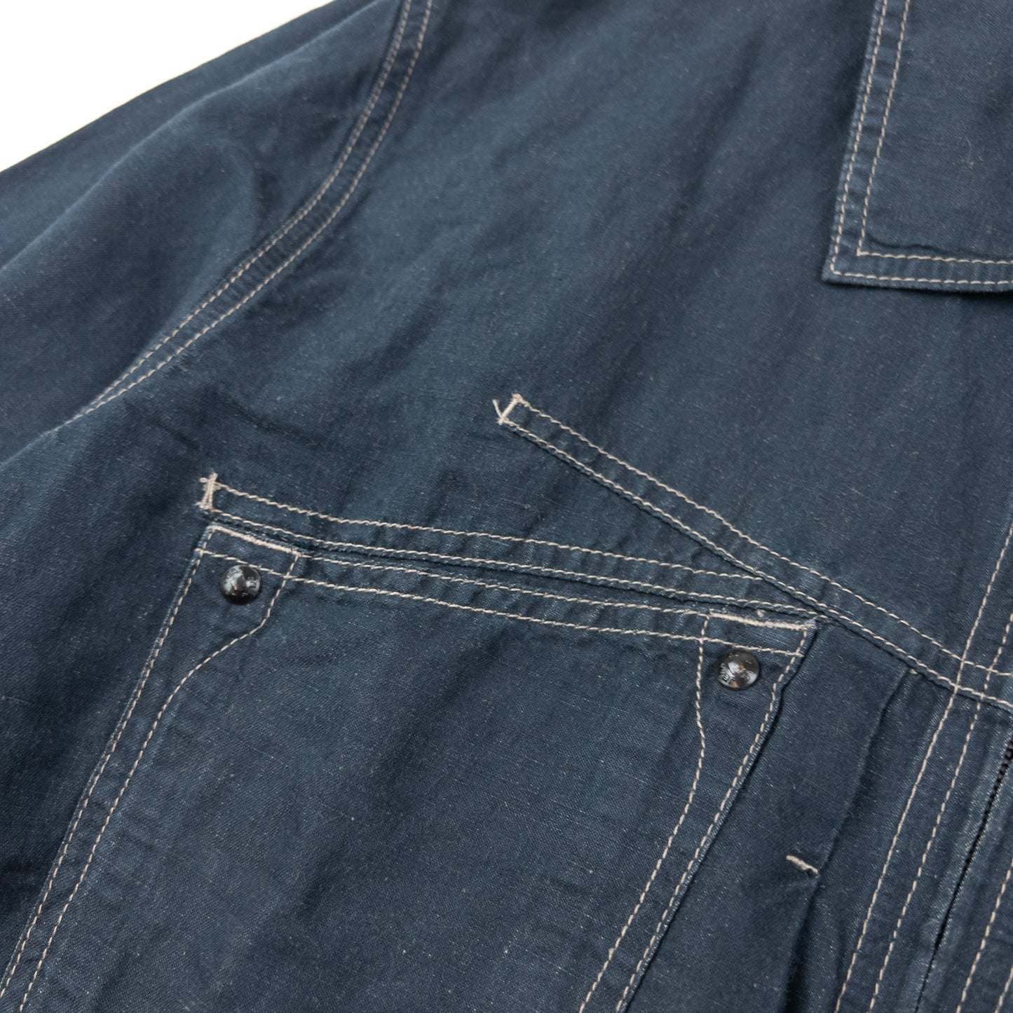 Vintage 2000s Marithe + Francois Girbaud Zip Up Linen Jacket Size S | Small, Blue