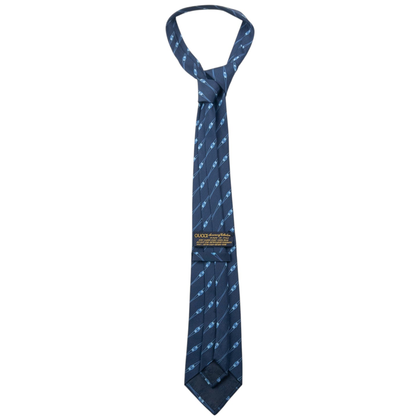 Vintage 90s Gucci Striped Monogram Silk Tie | O/S, Navy