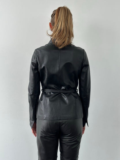 Vintage 1990s Belted Leather Jacket - S