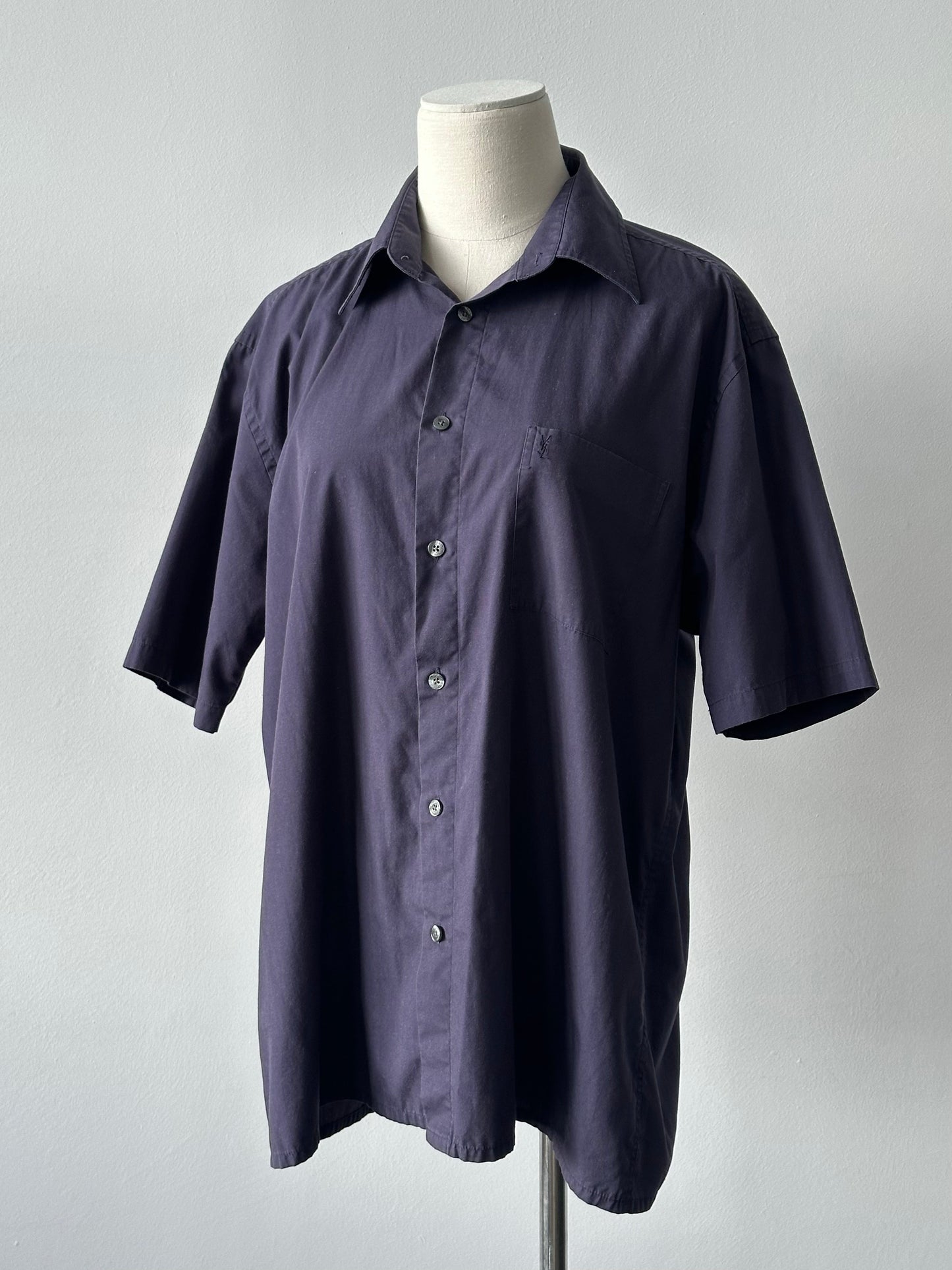 Yves Saint Laurent Pour Homme 1990s Cotton Short Sleeve Shirt - M/L