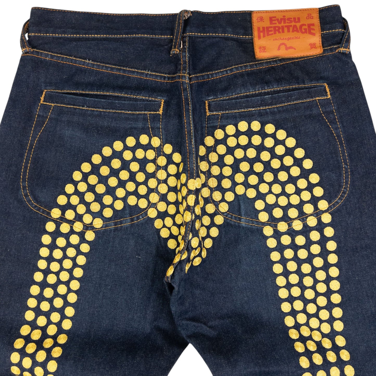 Vintage Evisu Embroidered Polka Dot Daicock Japanese Denim Jeans Size W33