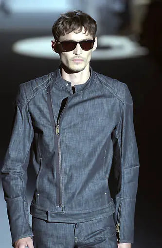 Vintage 2002 Gucci By Tom Ford Runway Asymmetrical Denim Jacket Size S | Small, Grey